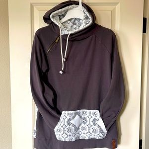 Ampersand Ave doublehood sweatshirt with lace